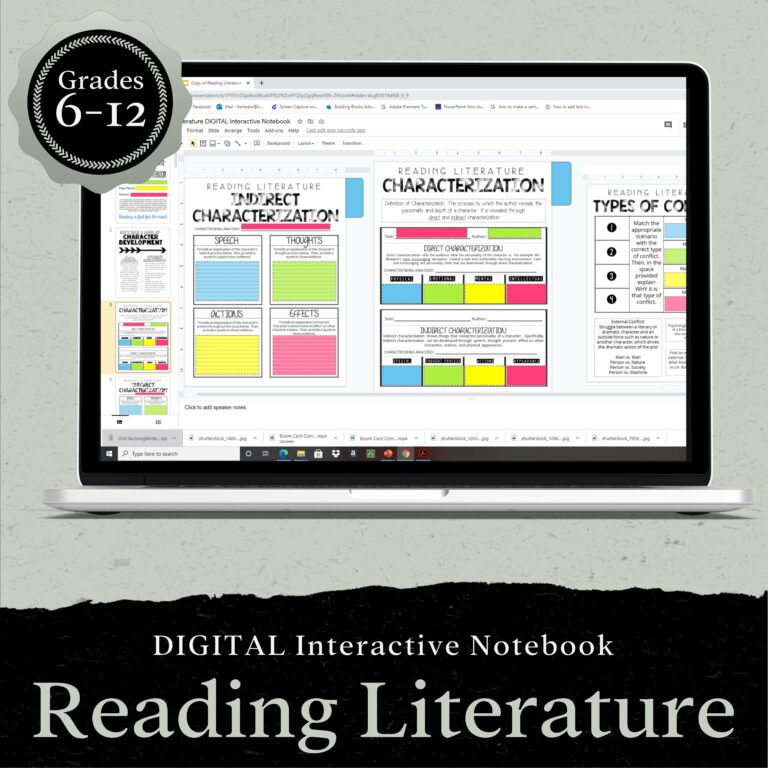 DIGITAL Google Drive Interactive Notebook: Reading Literature 6-12 ...